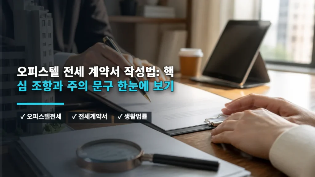 오피스텔 전세 계약서 작성법: 핵심 조항, 특약, 주의 문구 정리