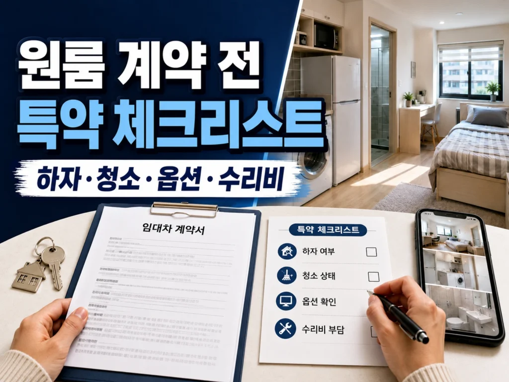 원룸 계약 전 특약 체크리스트: 하자·청소·옵션·수리비 책임을 계약서에 넣는 법